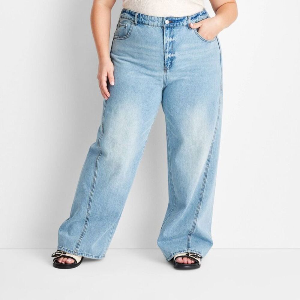 Women's Wide Leg Light Blue Jeans